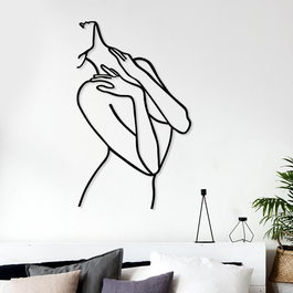 Wallity Woman Lines Escultura de Pared de Metal Negra